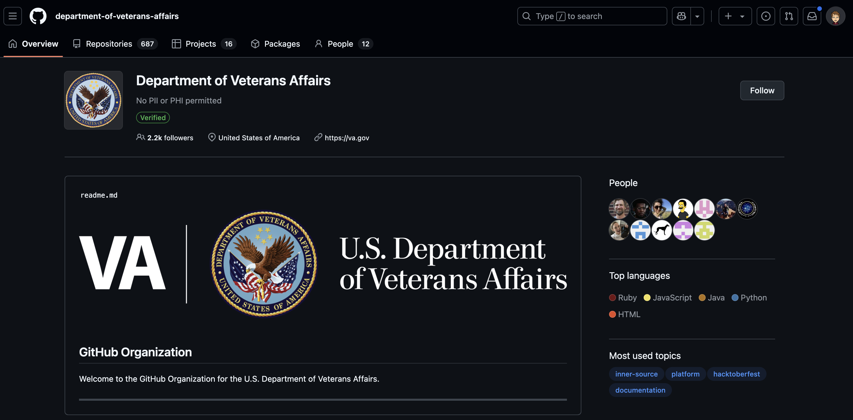 Department of Veterans Affairs GitHub